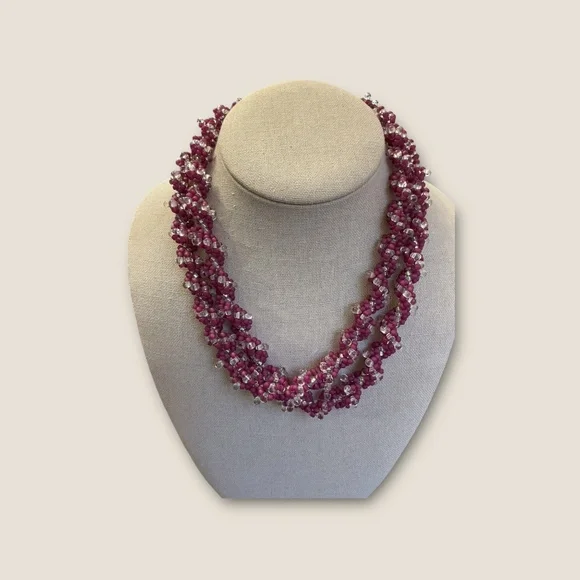 Multi Strand Multi Colored Vintage Beaded Sterling Necklace - Picture 2 of 6